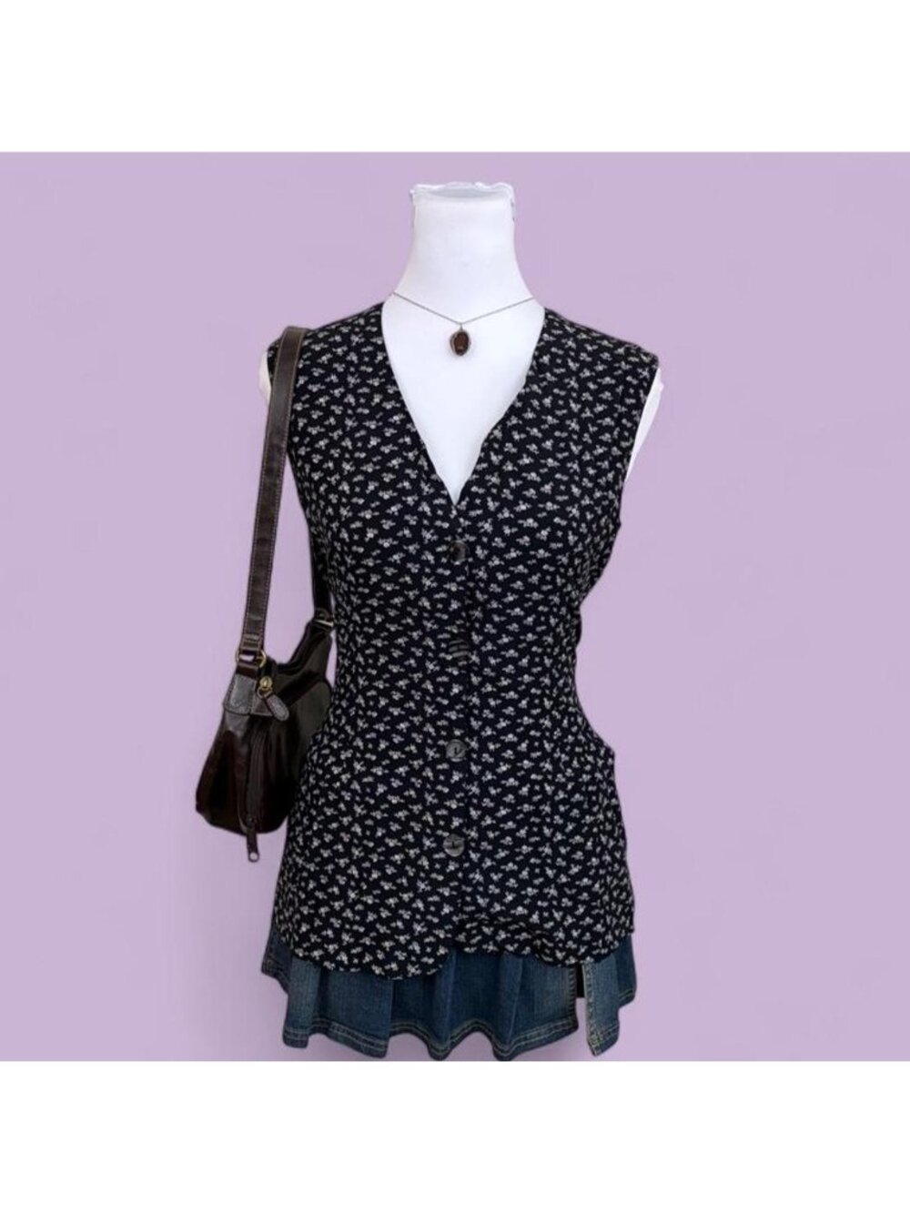 90s ditsy floral whimsygoth vest top